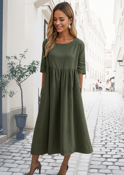 Ivy | Midi Dress with Half Sleeves