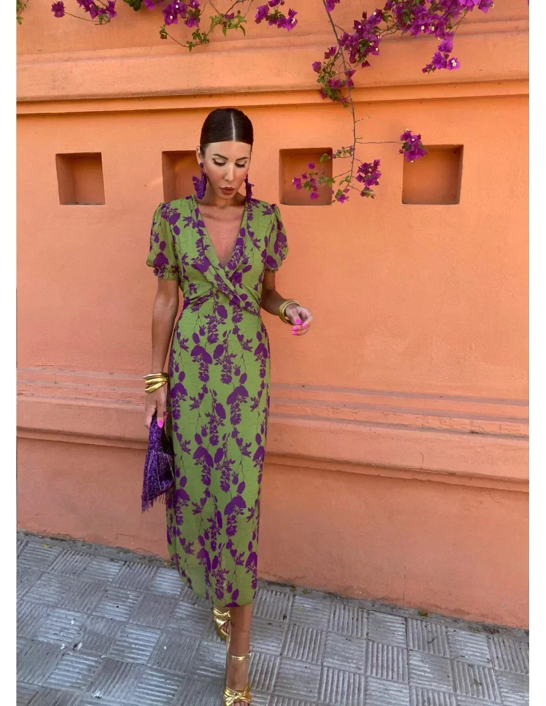 Velura | Print Twisted Ladies Midi Dress
