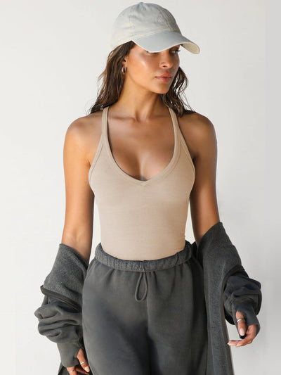 Zara | Casual Halter V-Neck Plain Sleeveless Top